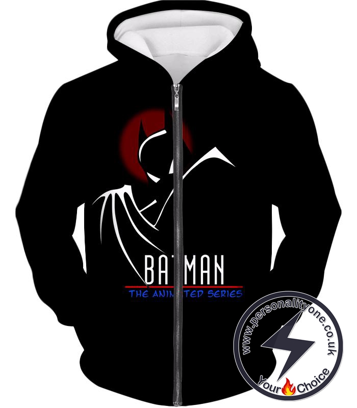 DC Comics Superhero Batman the Animated Series Promo Black Zip Up Hoodie